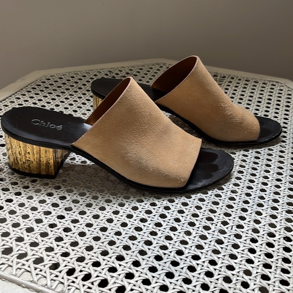 Chloe Qassie suede block heel mule sandal - Picture 1 of 7